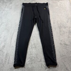 Hinano Tahiti Sweatpants Women Medium Black Tribal Side Stripe Drawstring Jogger